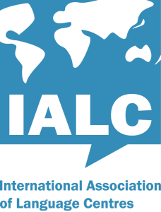 Logo of the International Association of Language Centres (IALC) featuring a blue speech bubble with a world map outline and the acronym "IALC." The full association name is written below.